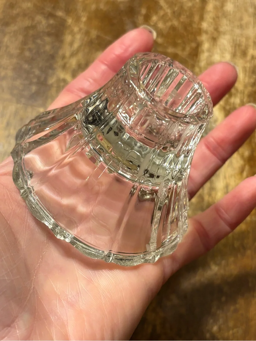 Vintage HOMCO Home Interiors Clear Glass Candle Holders Pair Made in USA Scallop
